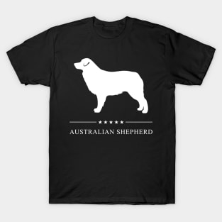 Australian Shepherd Dog White Silhouette T-Shirt